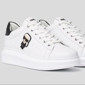 Karl Lagerfeld Paris Men’s White Leather Lace-Up Sneakers Size 12 LF1S1107